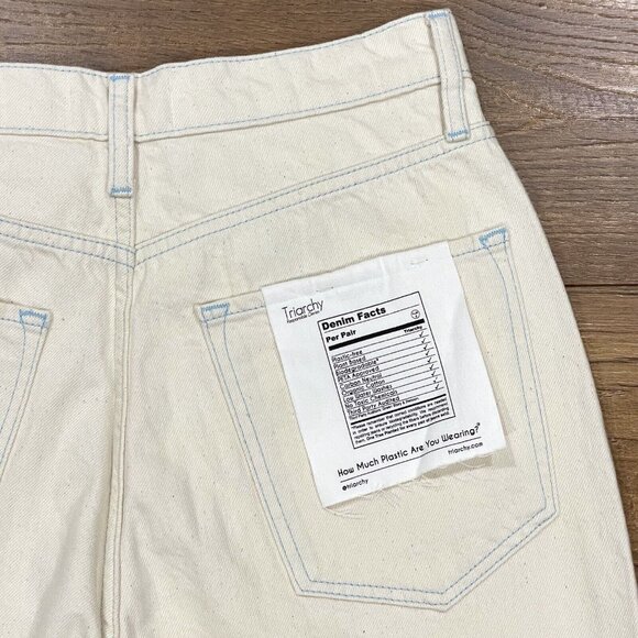 Triarchy Jeans Women 31 Ms Hart Petal Hem High Rise Straight Leg Denim Cream NWT - Picture 11 of 15